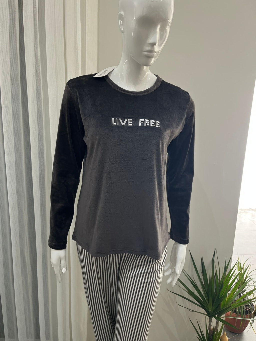 Pyjama Femme - 13309-15 - 2 pièces  noir et blanc