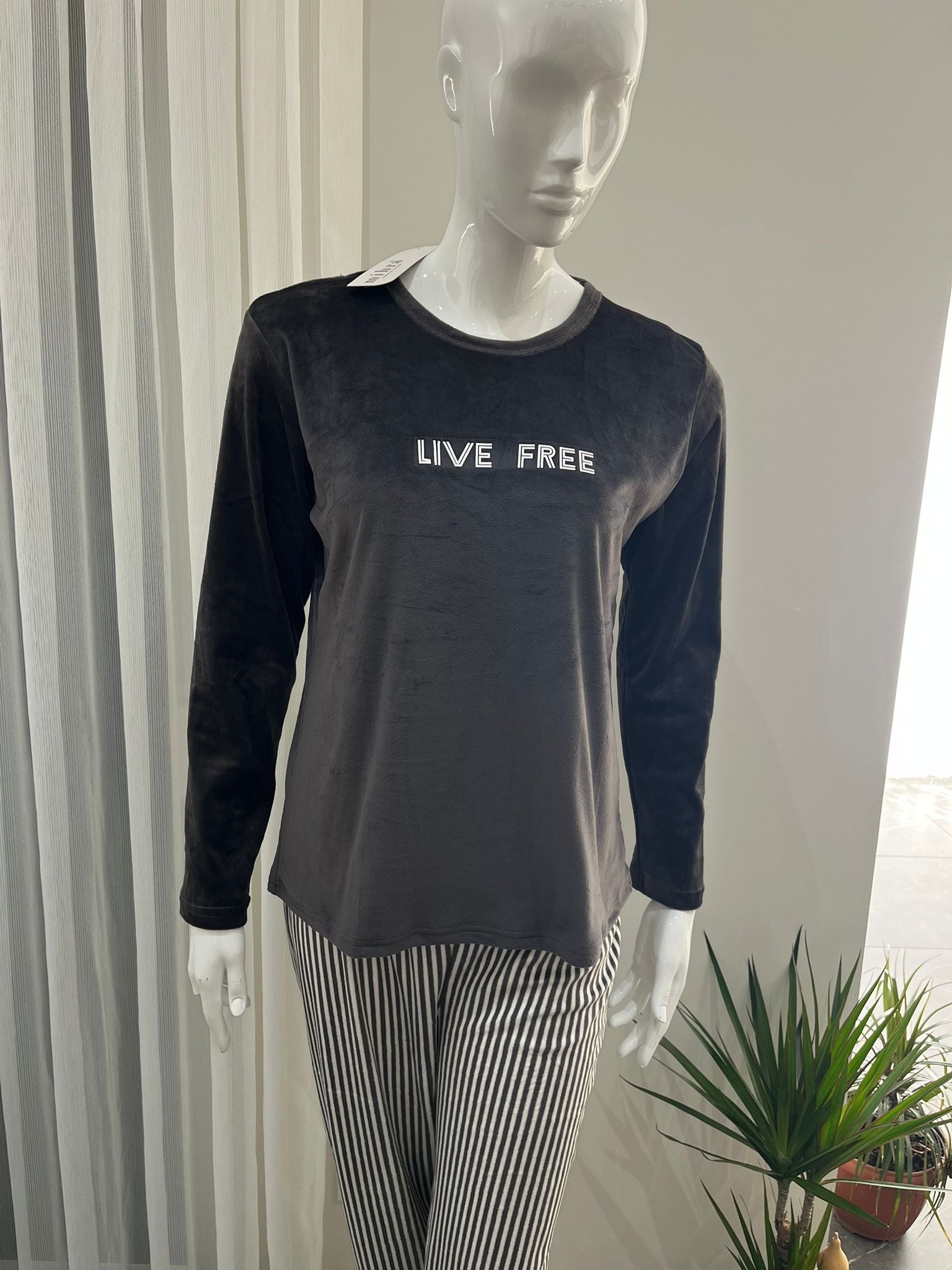 Pyjama Femme - 13309-15 - 2 pièces  noir et blanc