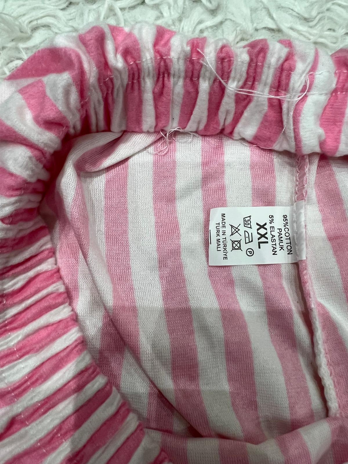 Pyjamas bas Femme - rose et blanc à rayures