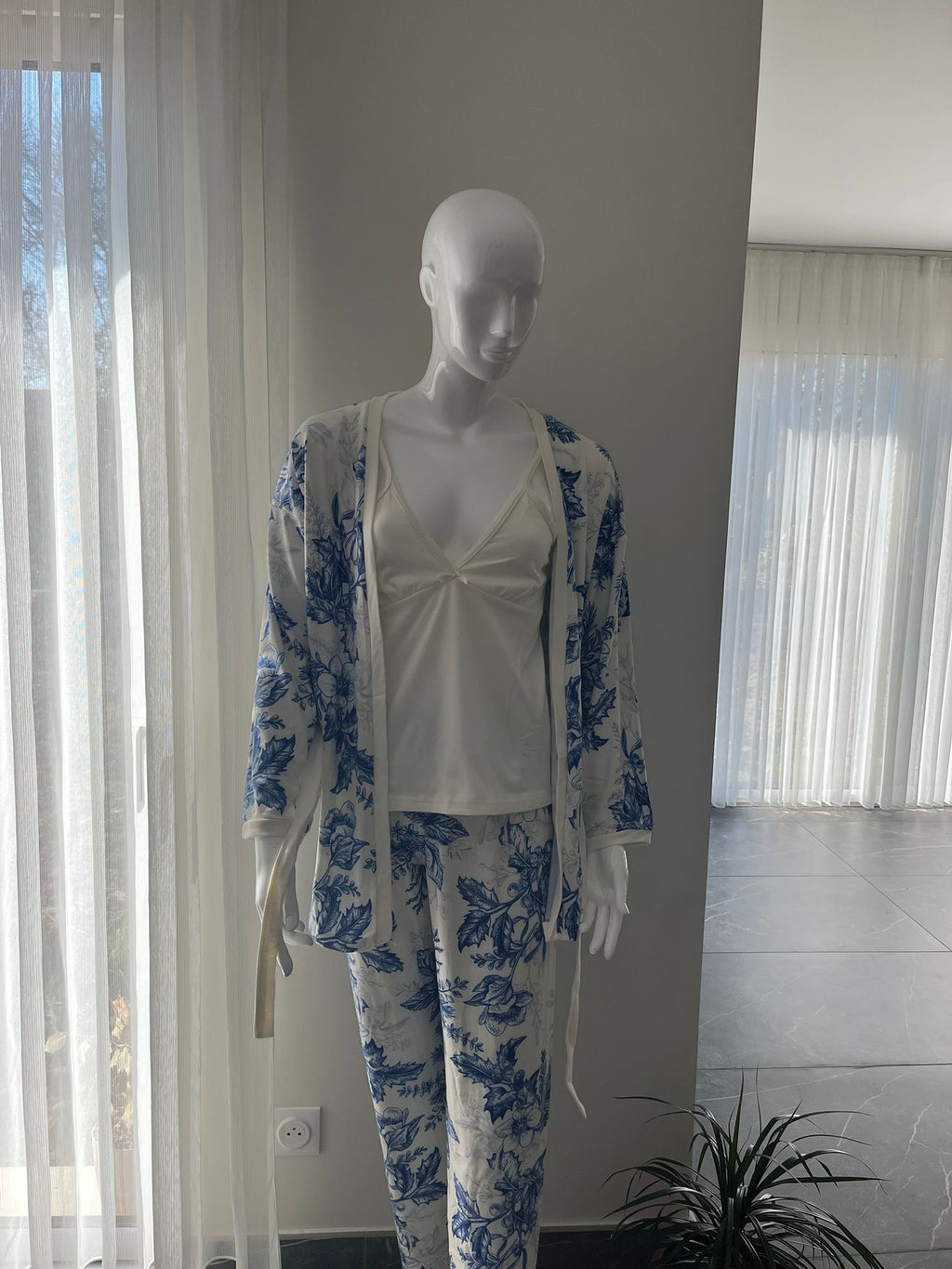 Pyjama Femme - 14401-4 - 3 pièces motif fleur