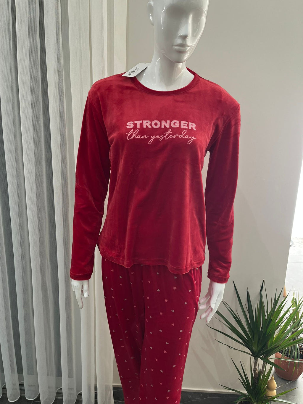 Pyjama Femme - 13309-3 - 2 pièces motif coeur rouge stronger lover
