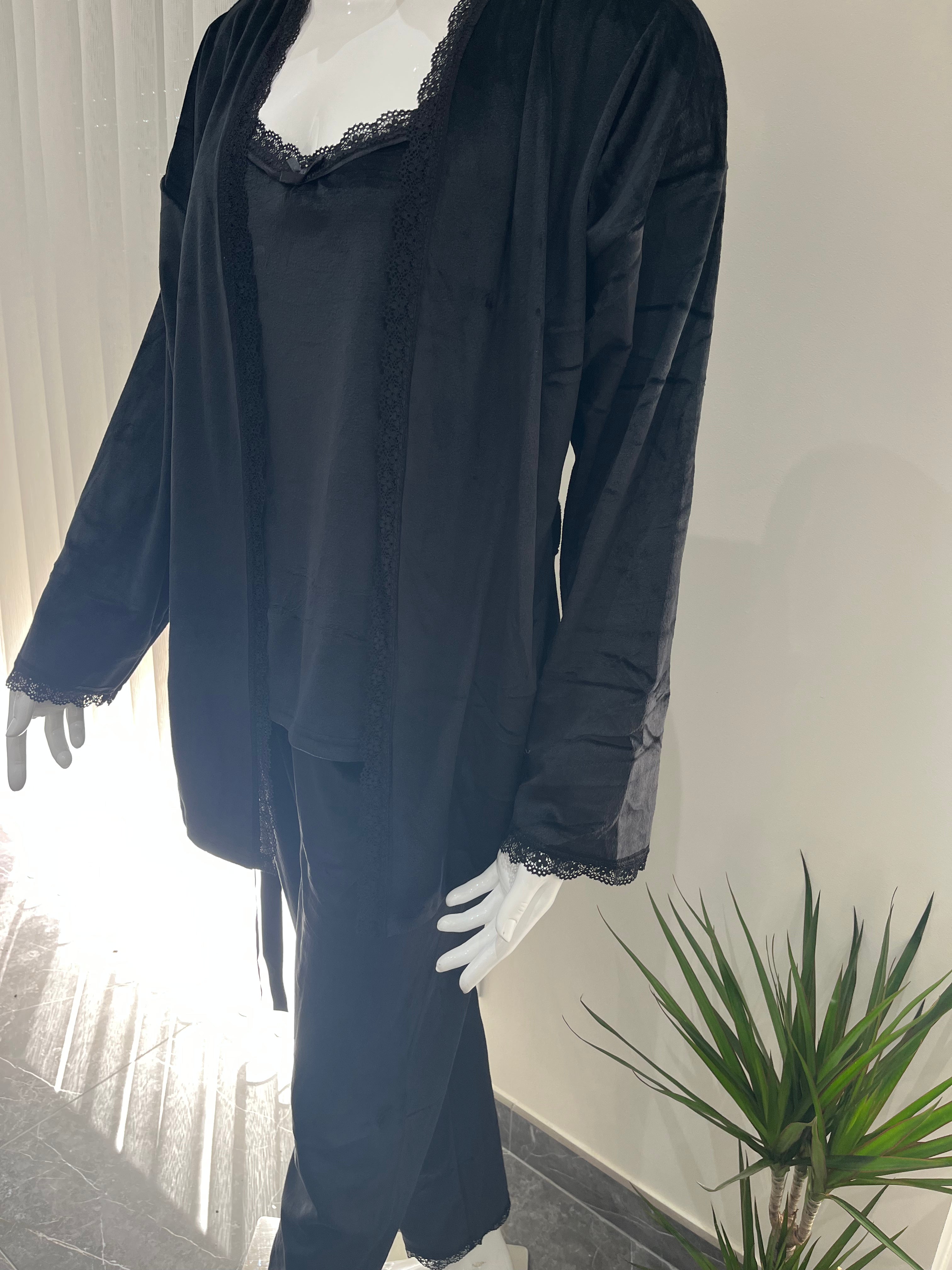 Pyjama femme - 13402-2 - 3 pièces noir