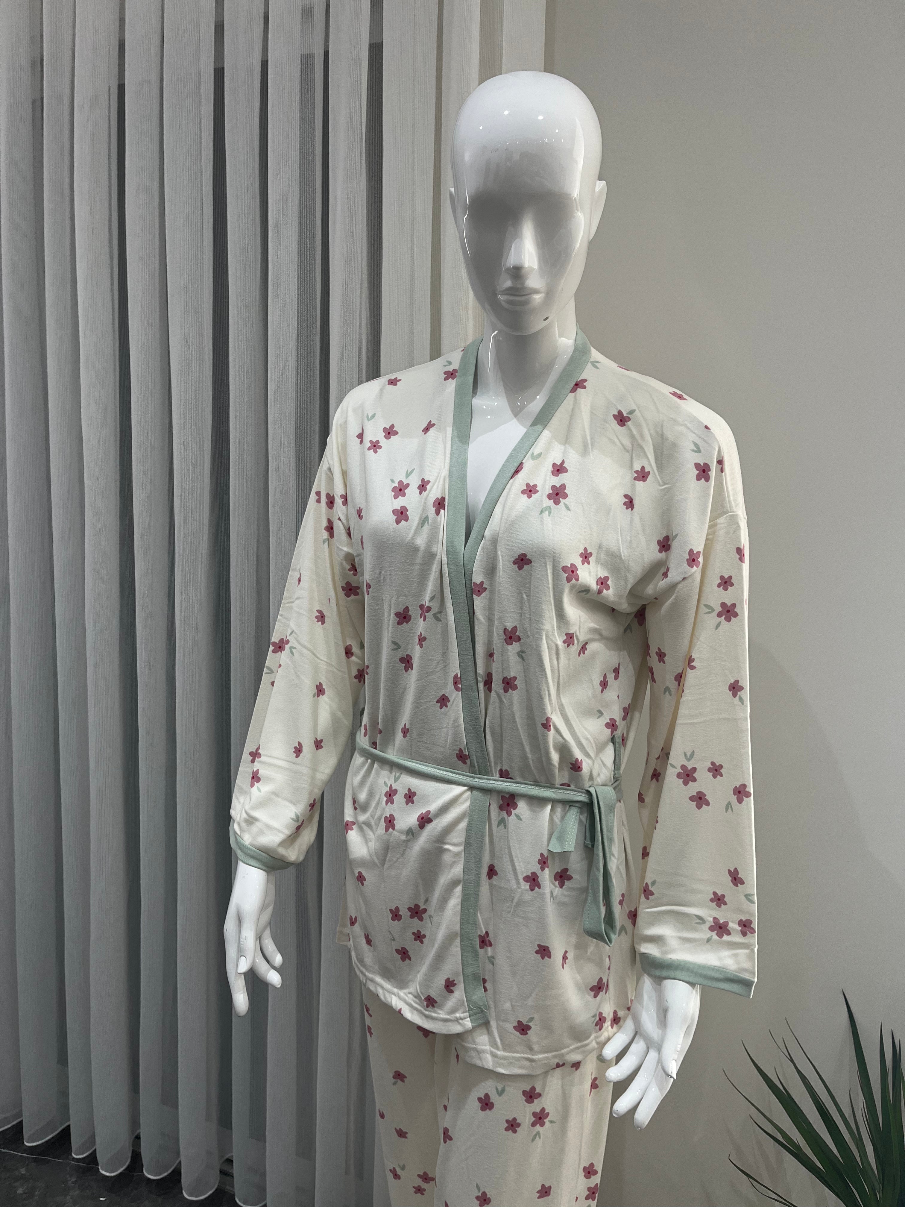 Pyjama Femme - 14401-10 - 3 pièces motif fleur