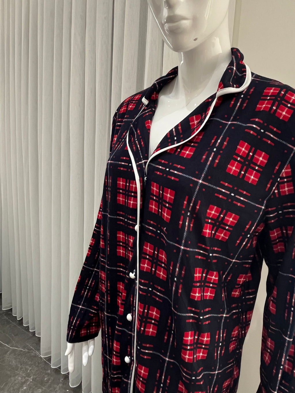 Pyjama Femme - 2810 - 2 pièces motif carreaux bleu et rouge