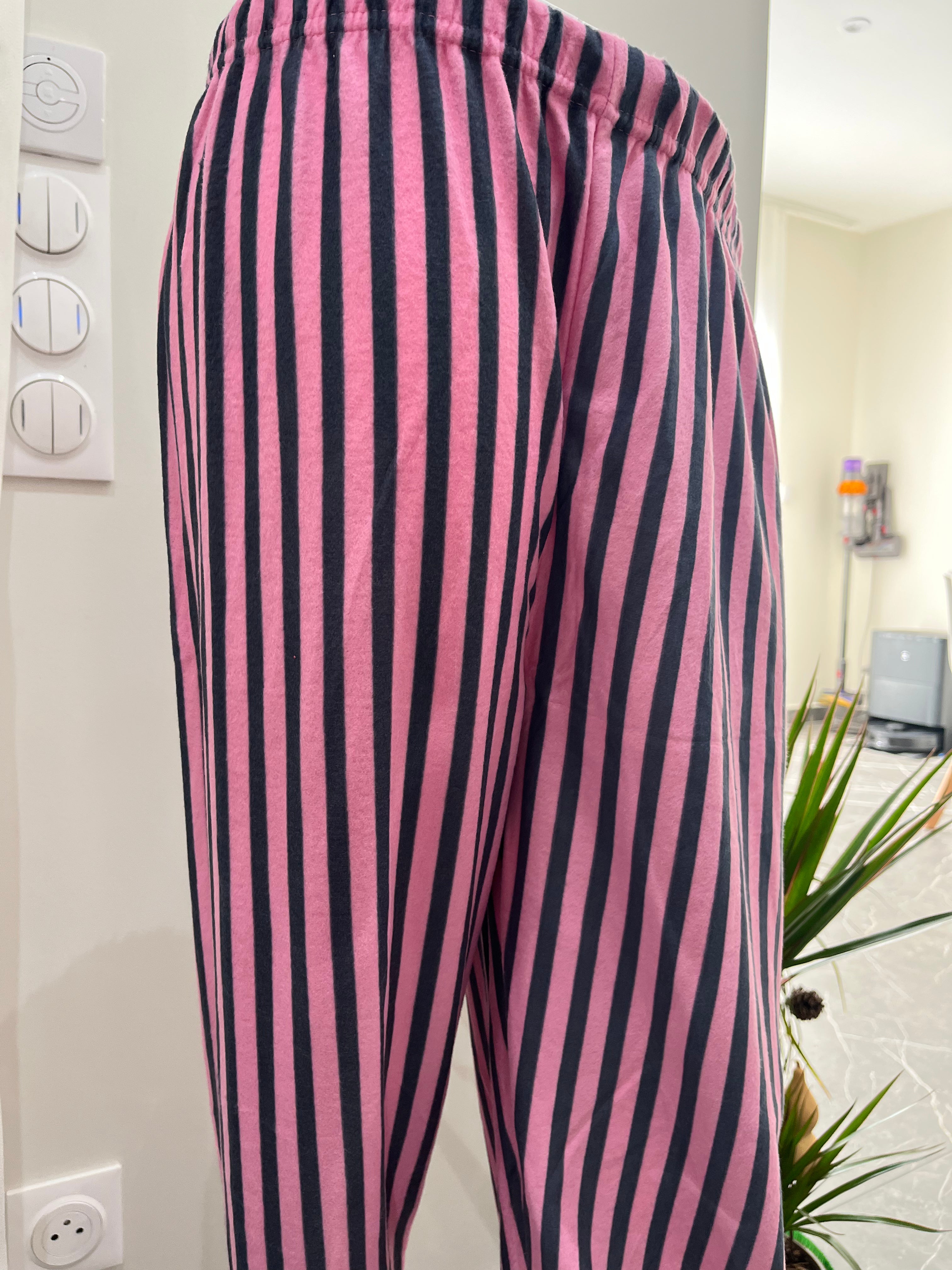 Pyjama Femme - 2808 - 2 pièces rose et noir à rayures