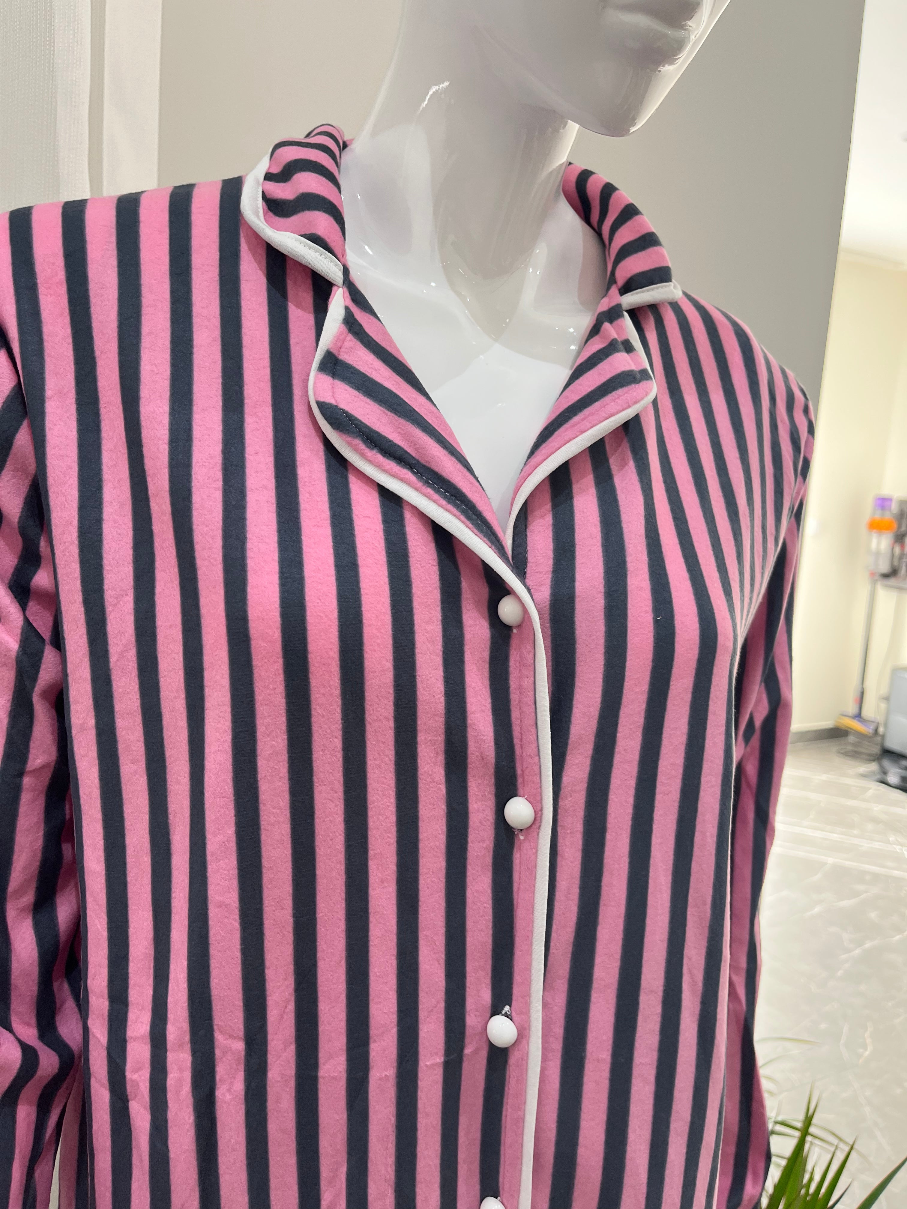 Pyjama Femme - 2808 - 2 pièces rose et noir à rayures