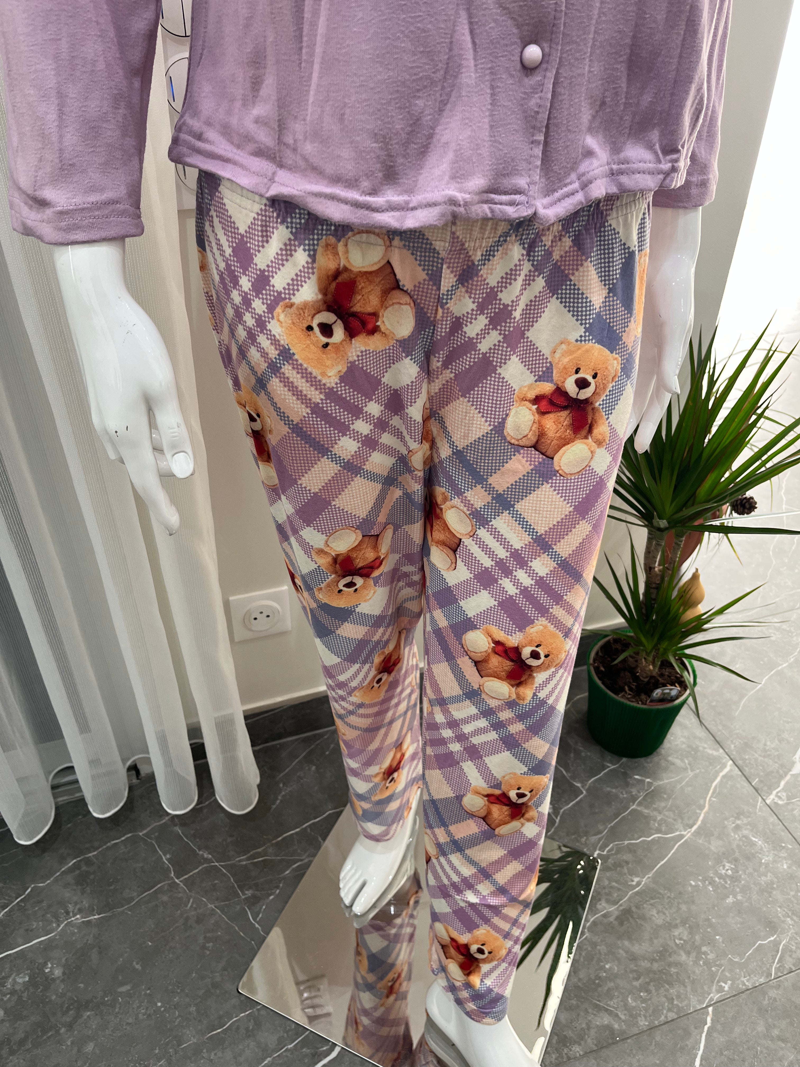 Pyjama Femme - 14300-7 - 2 pièces motif ourson lila