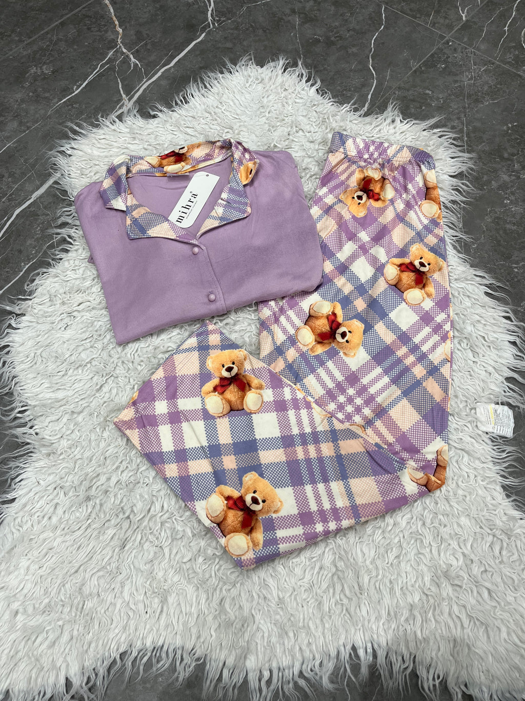 Pyjama Femme - 14300-7 - 2 pièces motif ourson lila