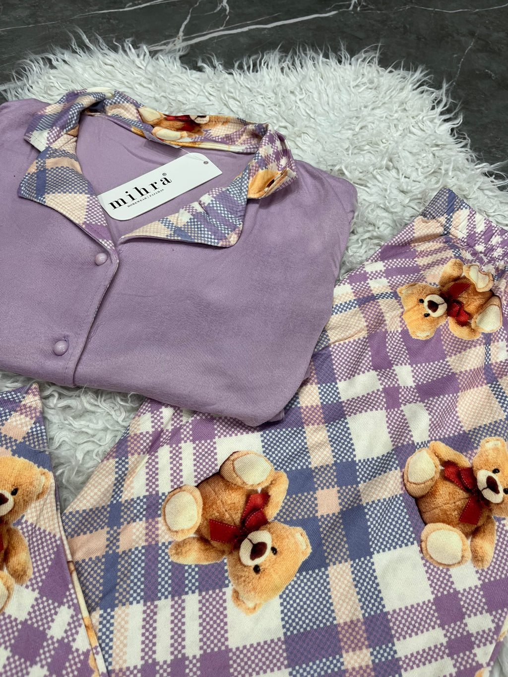 Pyjama Femme - 14300-7 - 2 pièces motif ourson lila