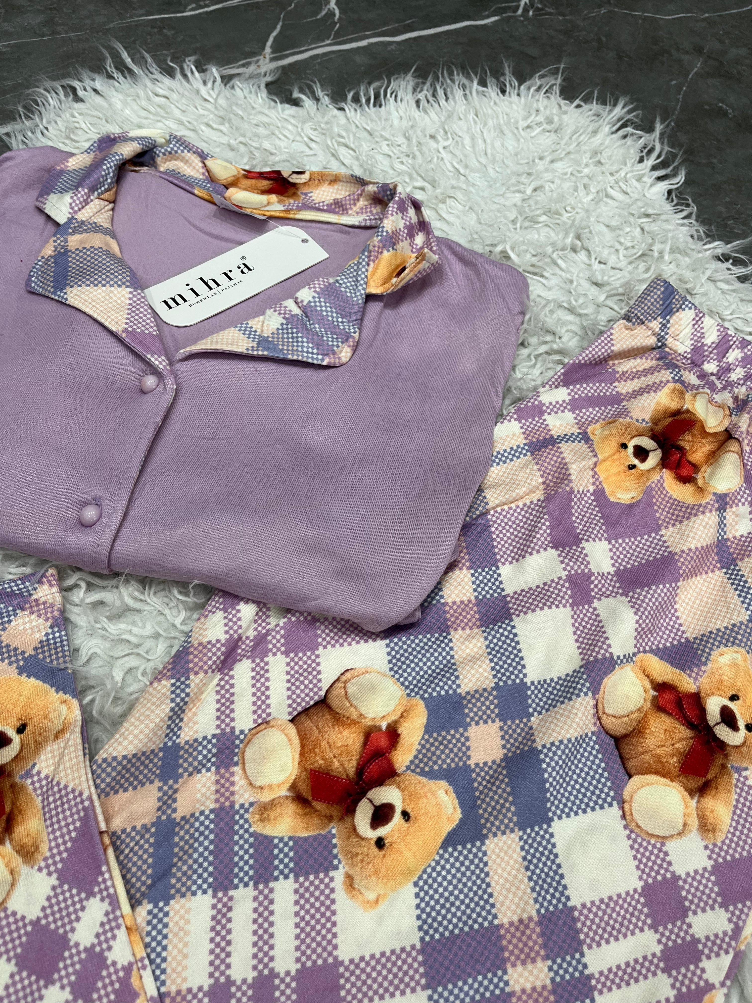 Pyjama Femme - 14300-7 - 2 pièces motif ourson lila