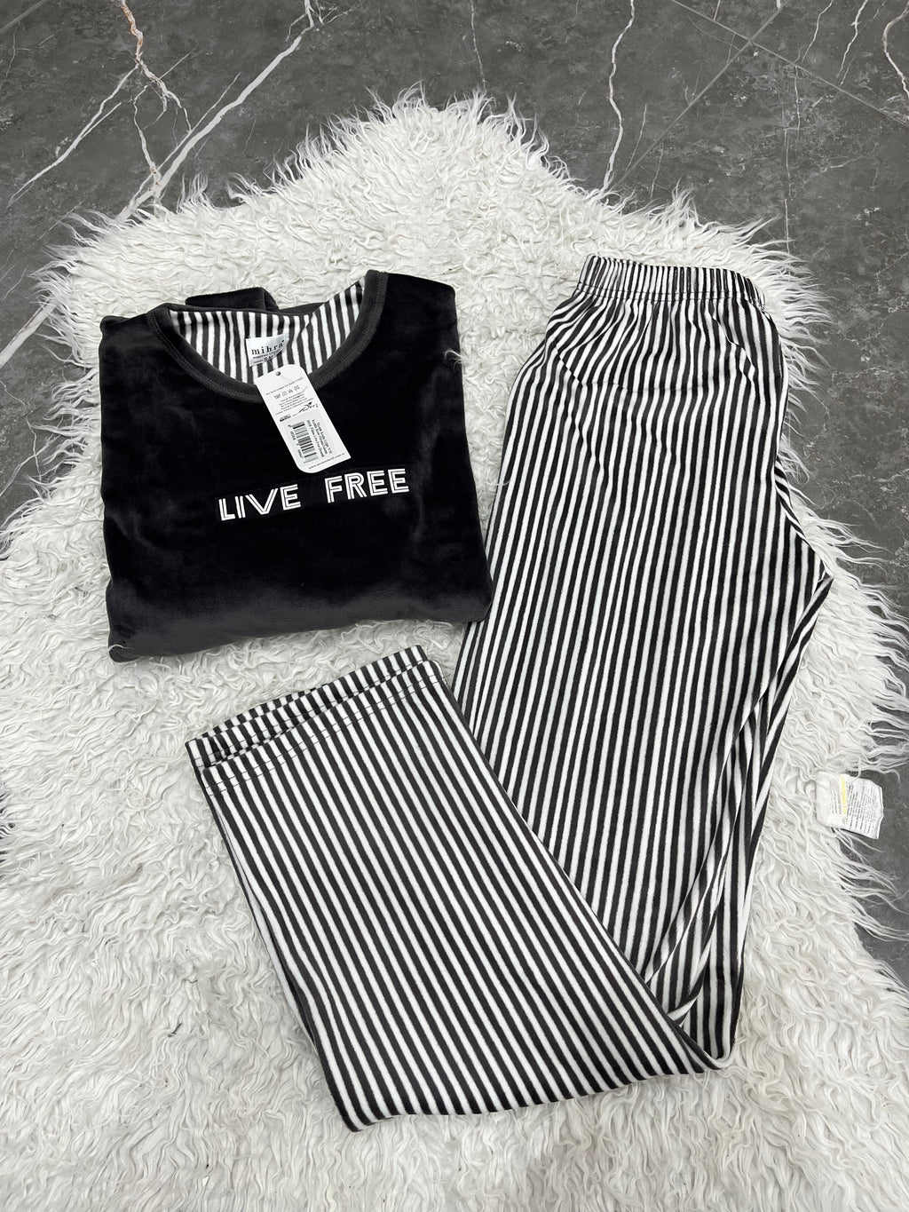 Pyjama Femme - 13309-15 - 2 pièces  noir et blanc