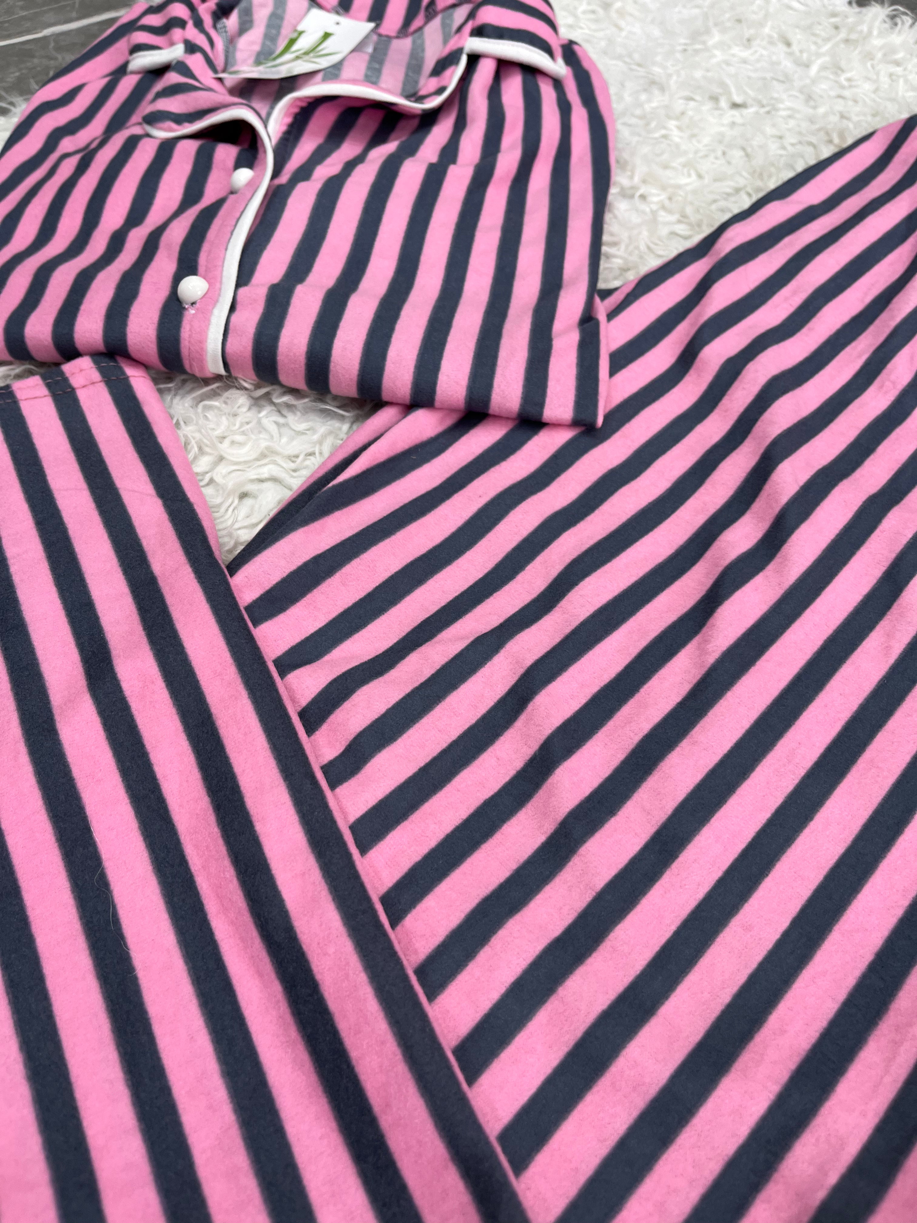 Pyjama Femme - 2808 - 2 pièces rose et noir à rayures