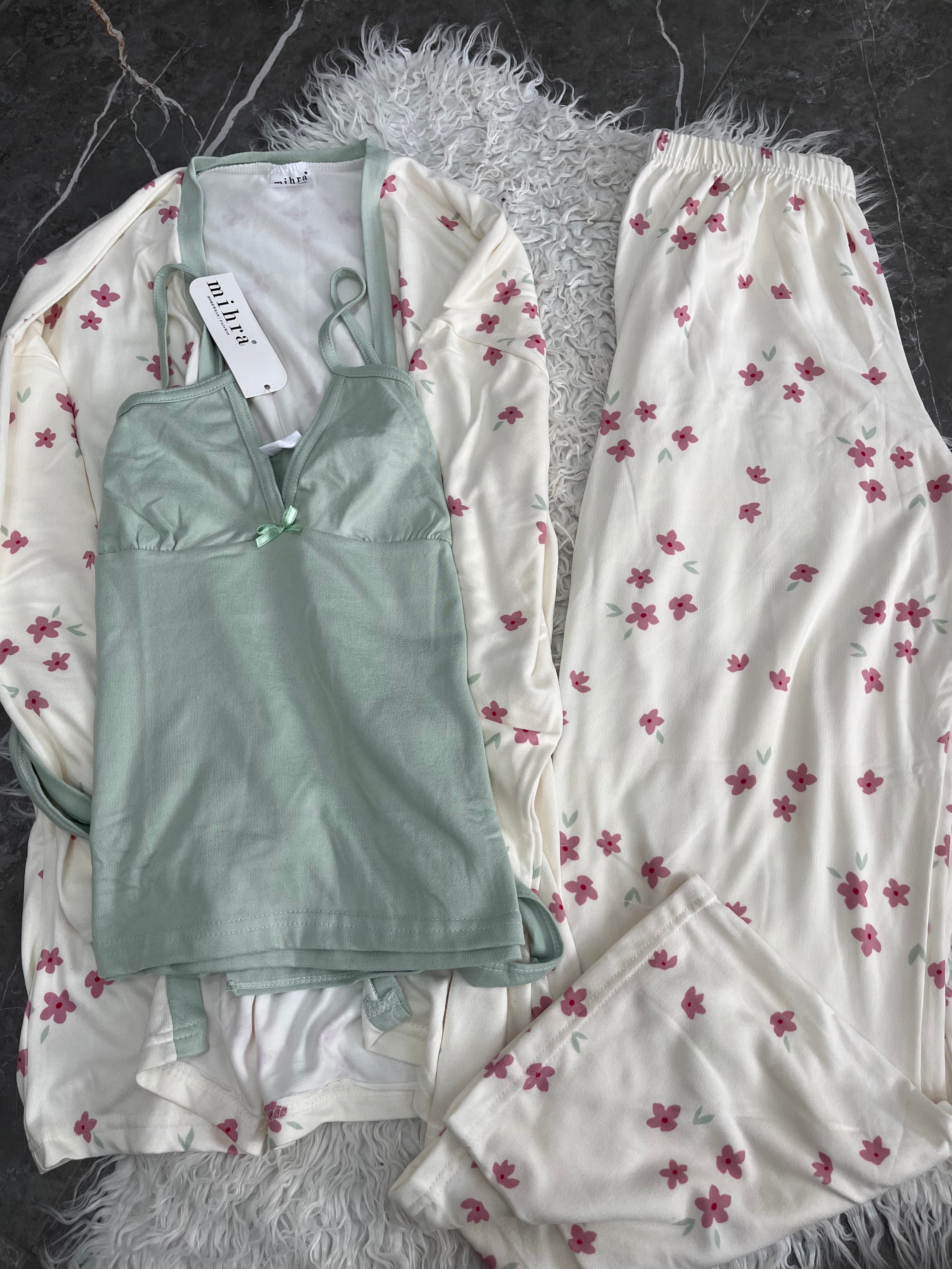 Pyjama Femme - 14401-10 - 3 pièces motif fleur