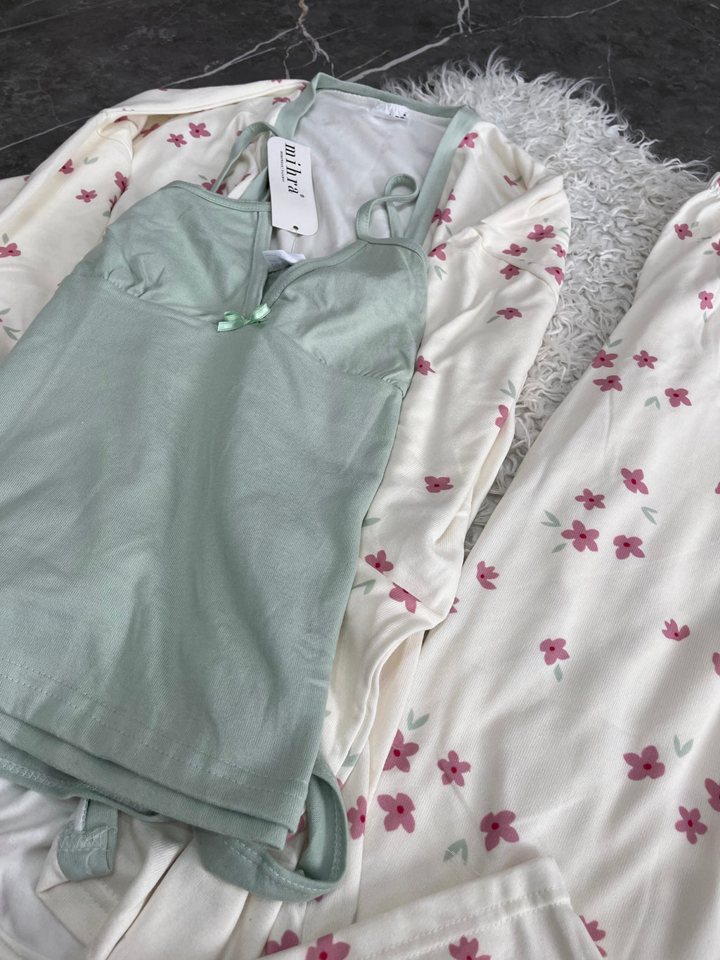 Pyjama Femme - 14401-10 - 3 pièces motif fleur