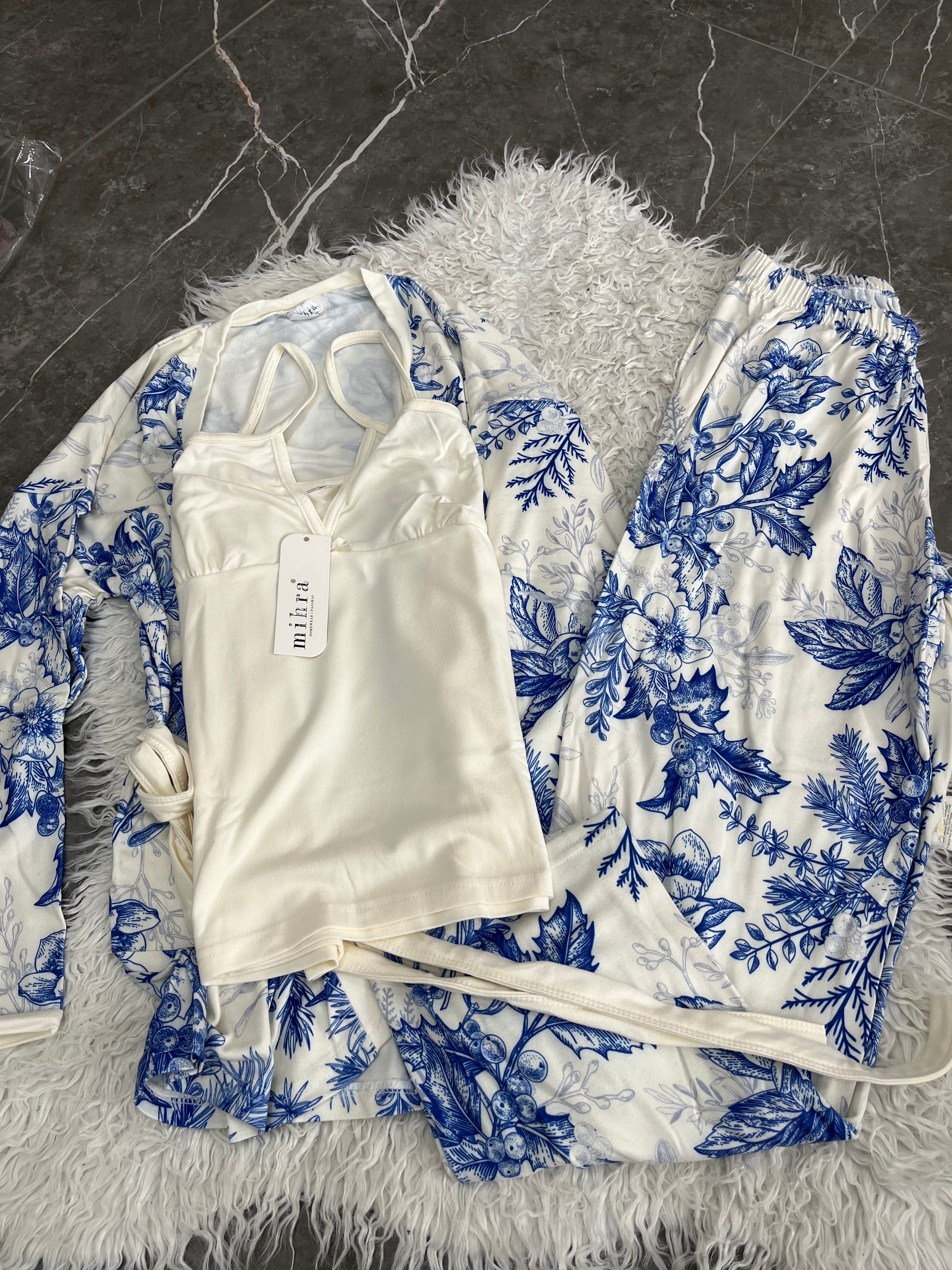 Pyjama Femme - 14401-4 - 3 pièces motif fleur