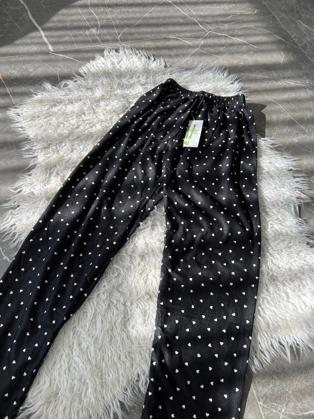 Pyjama Bas Femme - noir cœur blanc