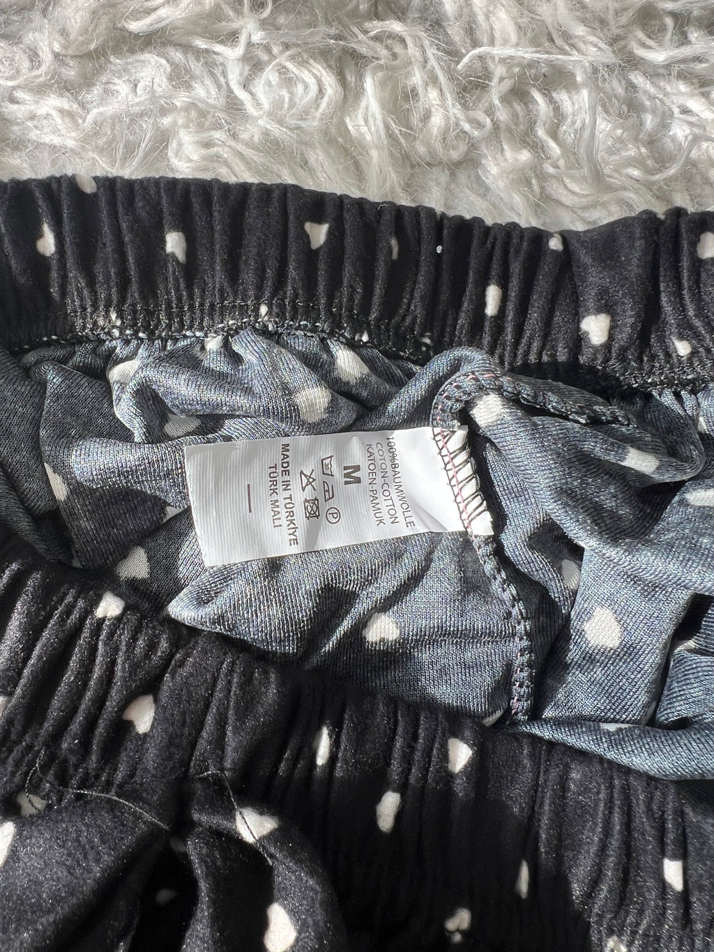 Pyjama Bas Femme - noir cœur blanc