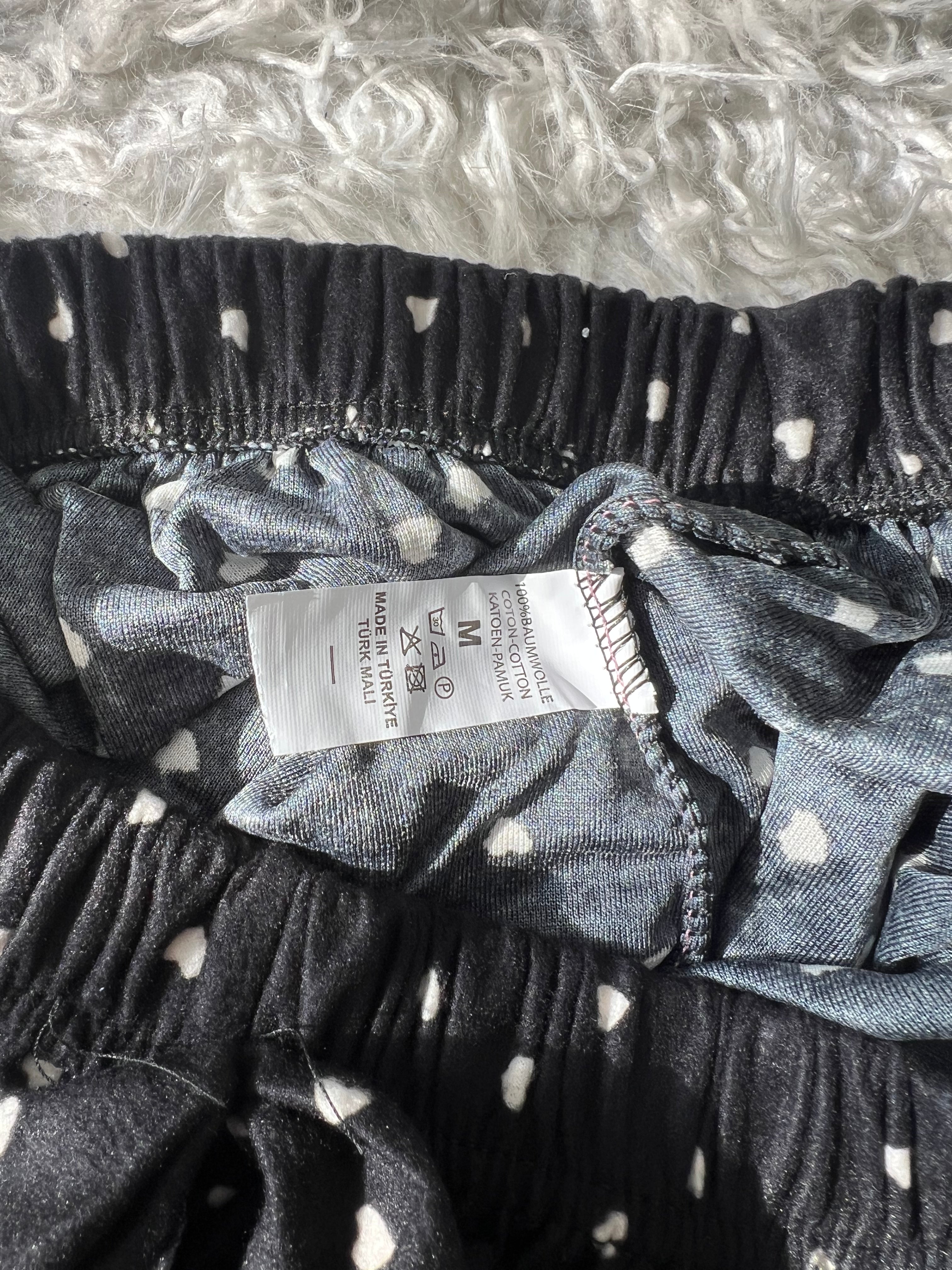 Pyjama Bas Femme - noir cœur blanc