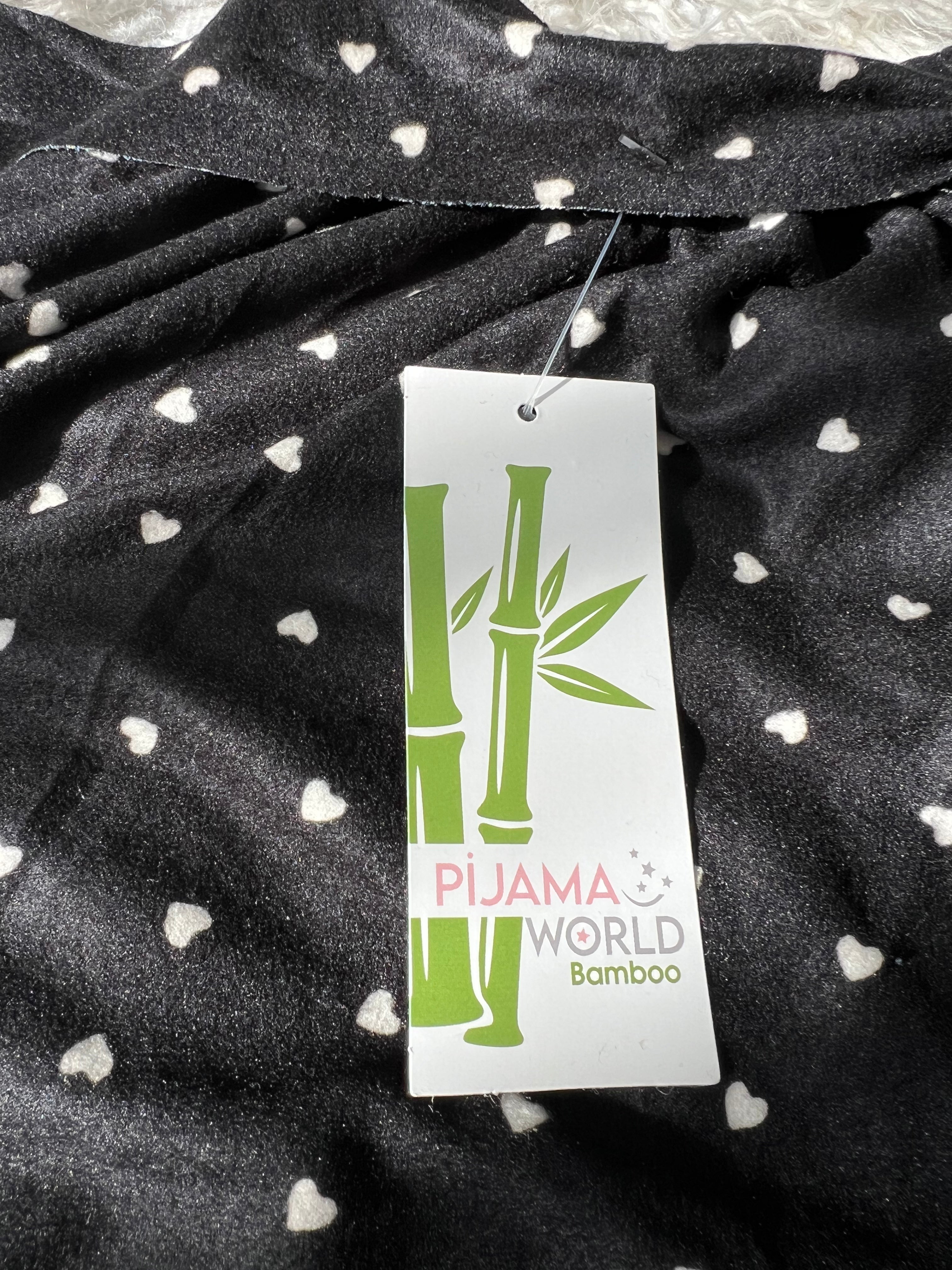 Pyjama Bas Femme - noir cœur blanc