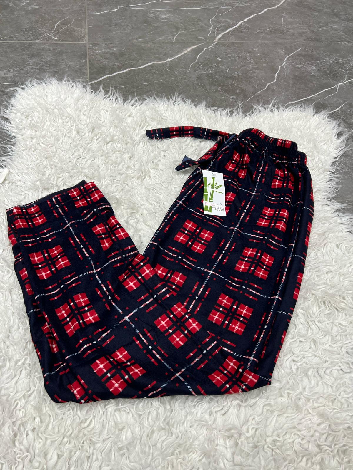 Pyjama Bas Femme - motif à carreaux rouge et bleu