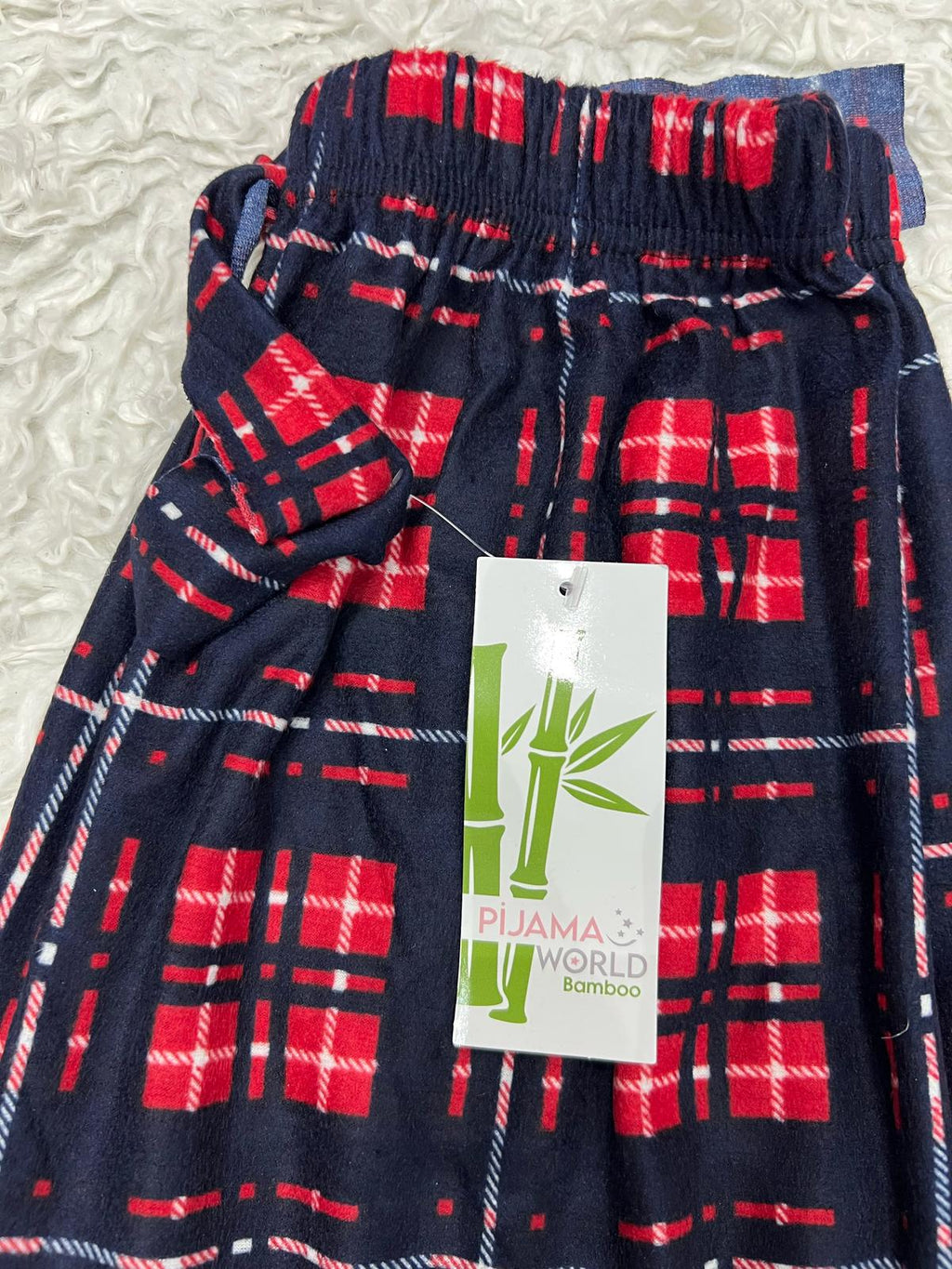 Pyjama Bas Femme - motif à carreaux rouge et bleu