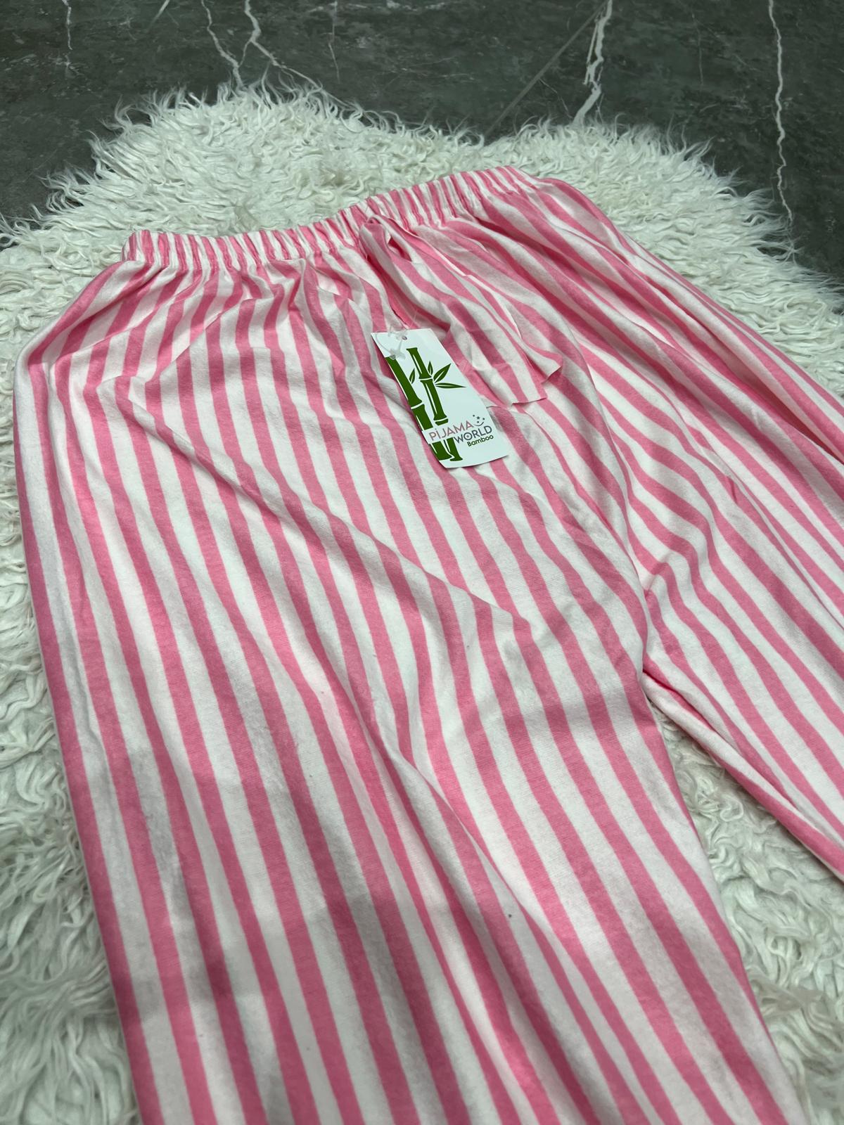 Pyjamas bas Femme - rose et blanc à rayures
