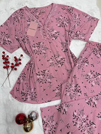 Pyjama Femme Dentelle Grande Taille Manches Courtes