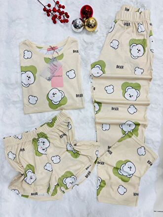 Ensemble Pyjama Femme 3 Pièces T-shirt Short Pantalon