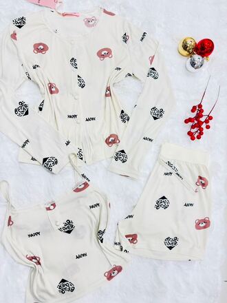Ensemble Pyjama Femme 3 Pièces Cardigan
