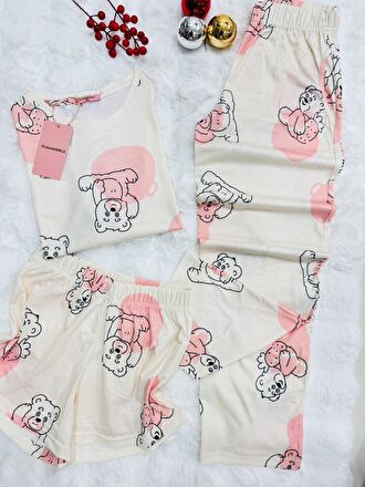 Ensemble Pyjama Femme 3 Pièces T-shirt Short Pantalon