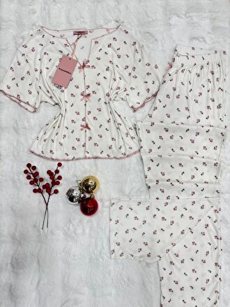 Pyjama Femme Côtelé Manches Courtes 2 Pièces