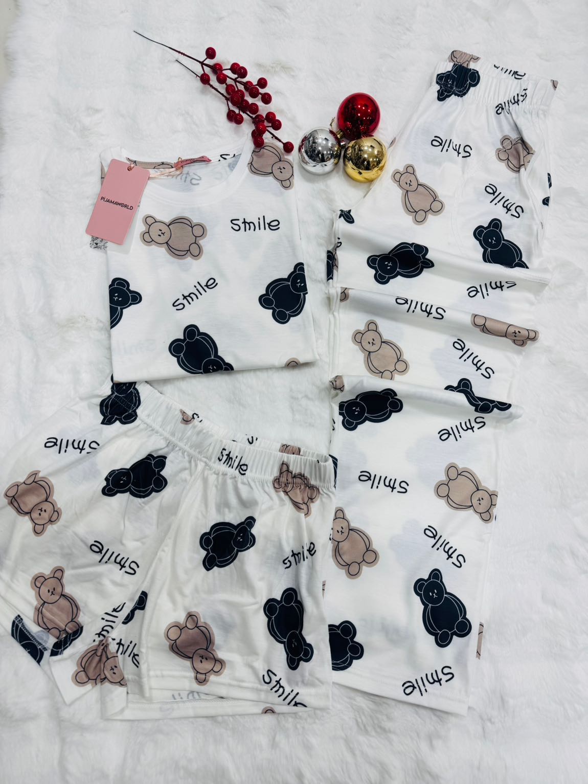 Ensemble Pyjama Femme 3 Pièces T-shirt Short Pantalon