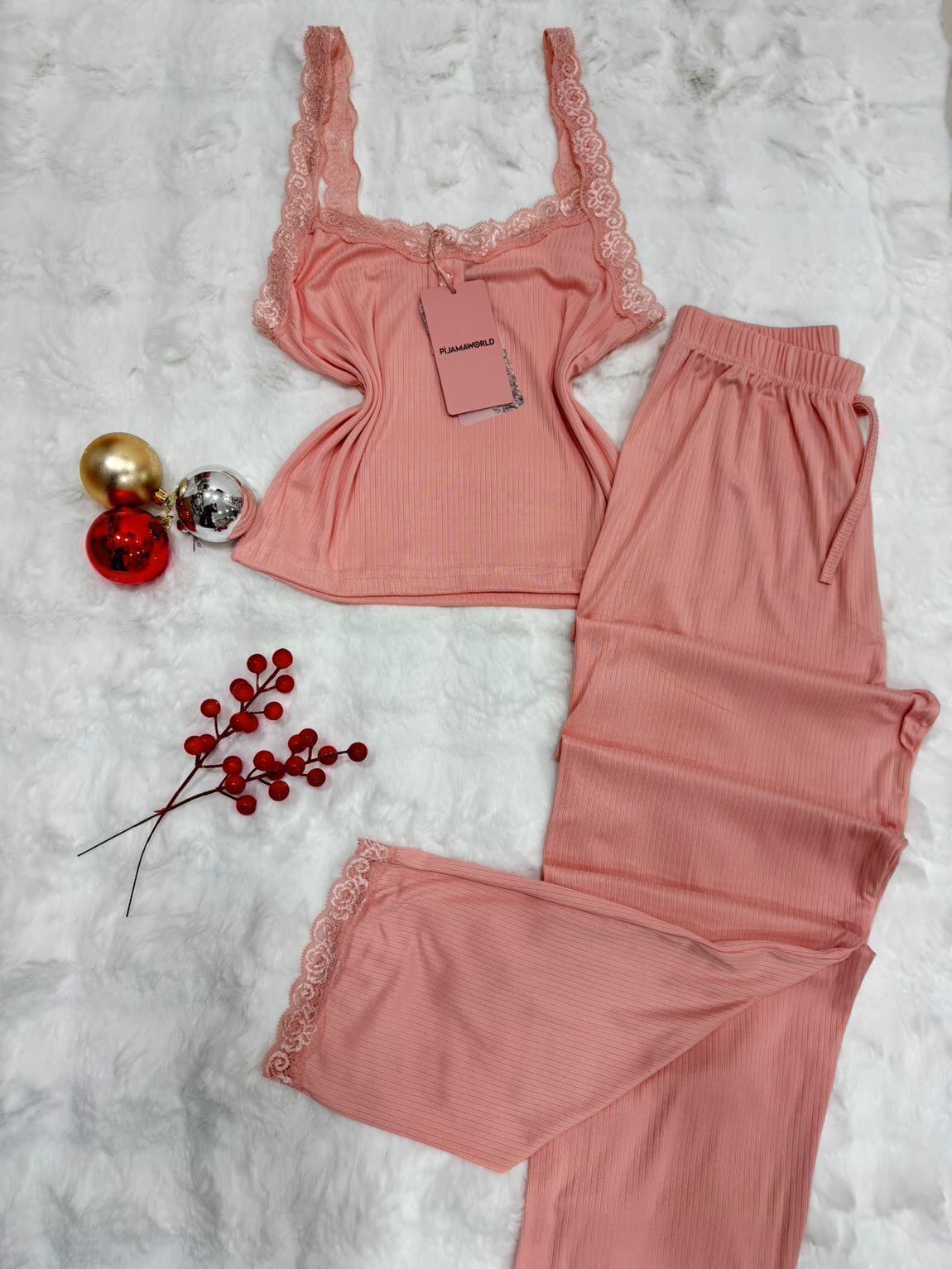 Pyjama Femme Haut Bretelles Dentelle Pantalon 2 Pièces