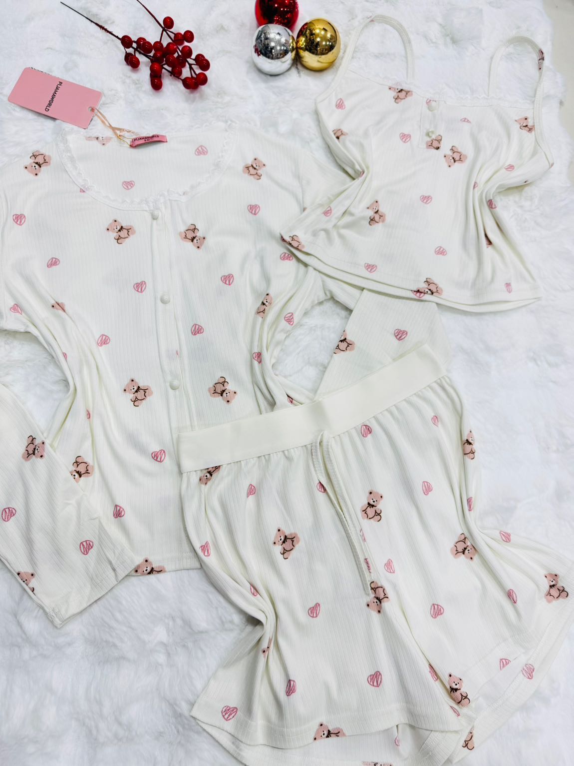 Ensemble Pyjama Femme 3 Pièces Cardigan