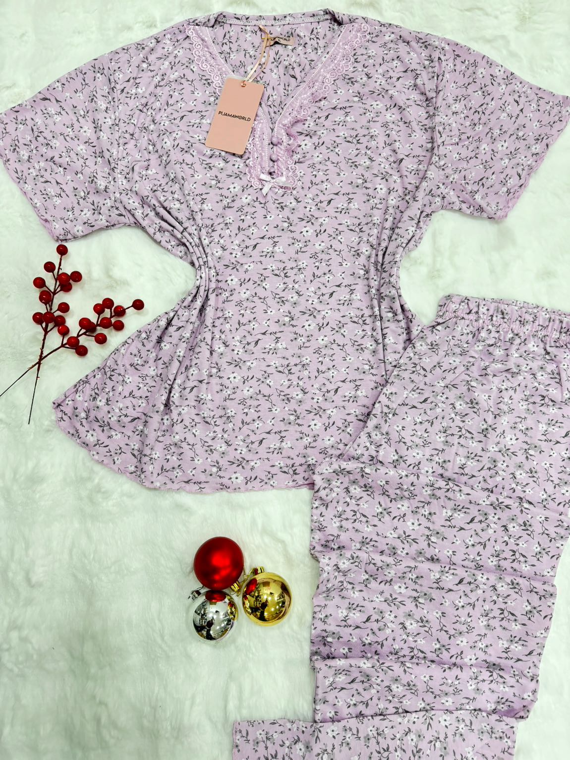 Pyjama Femme Dentelle Grande Taille Manches Courtes