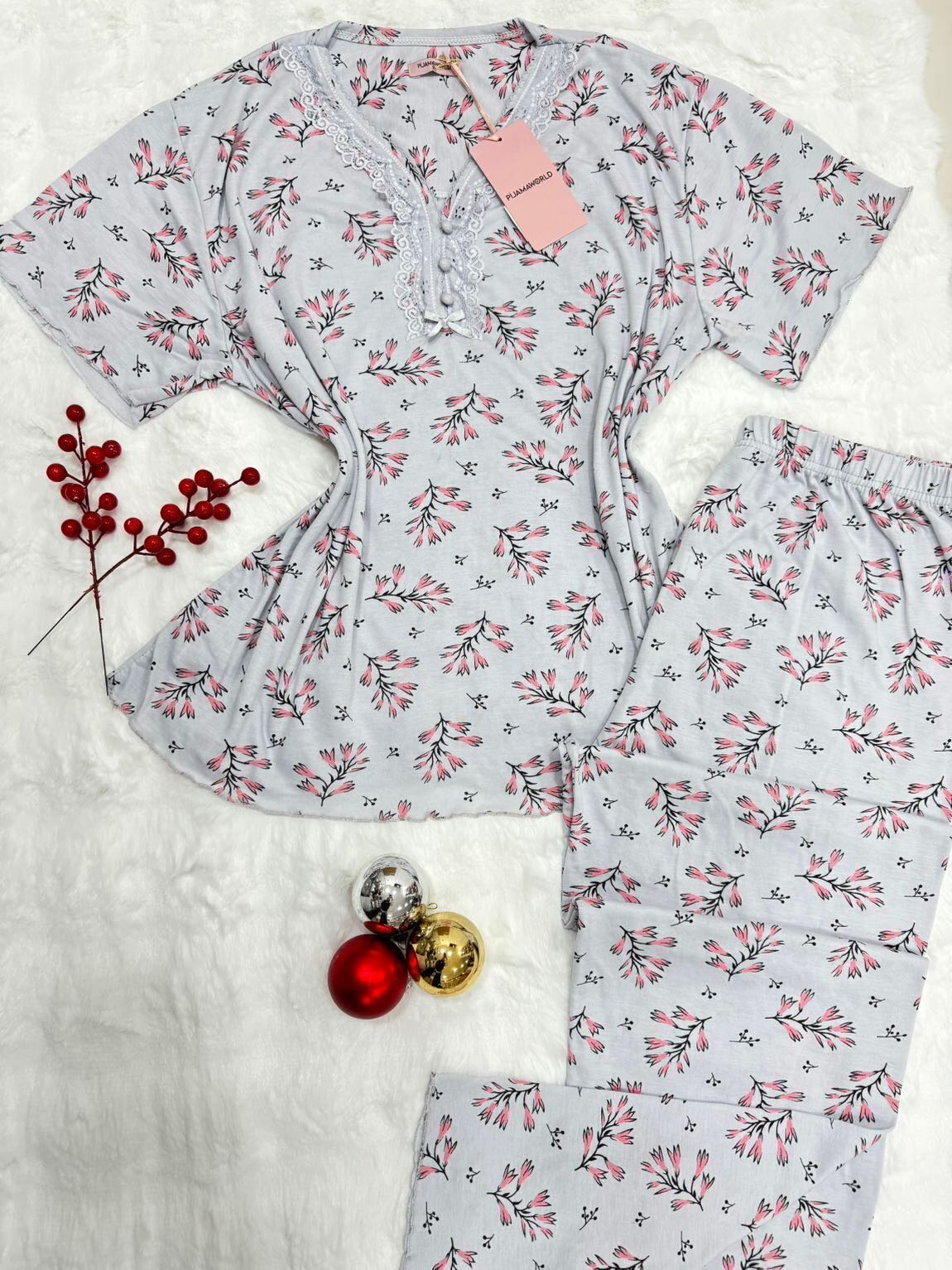 Pyjama Femme Dentelle Grande Taille Manches Courtes