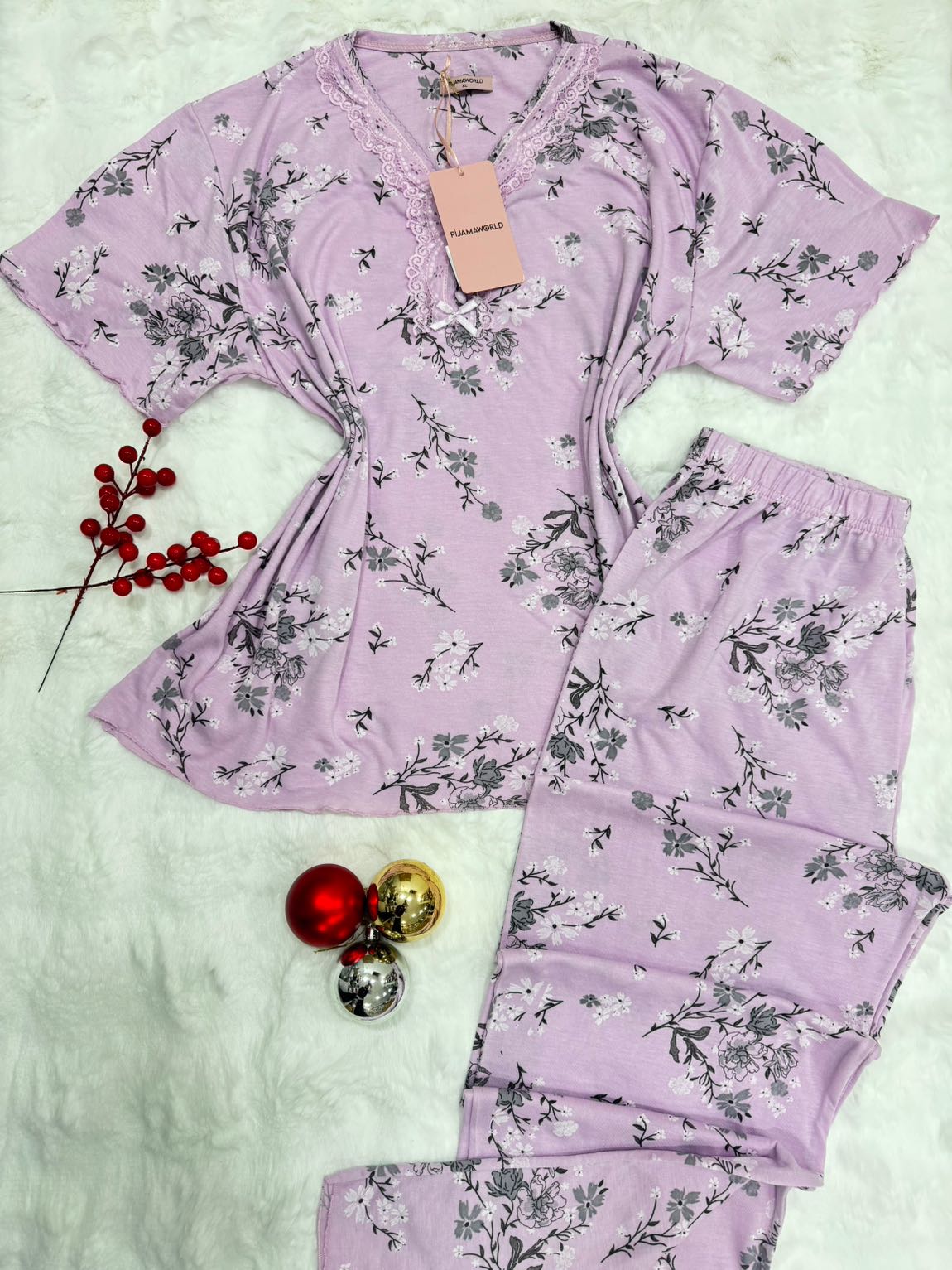 Pyjama Femme Dentelle Grande Taille Manches Courtes