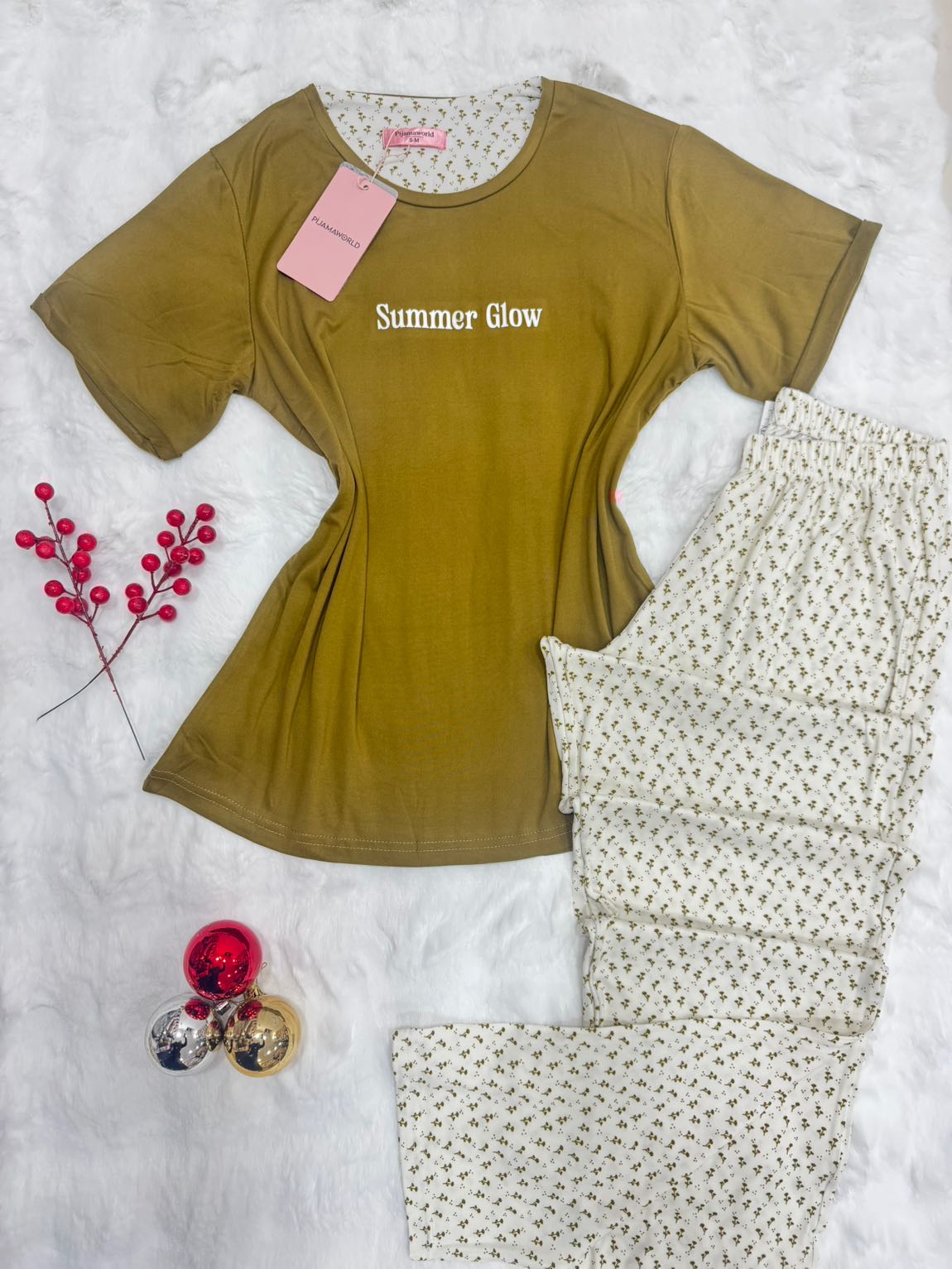 Pyjama Femme T-shirt Manches Courtes Pantalon Long