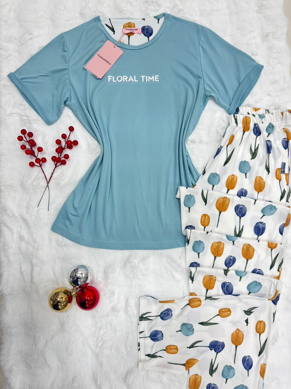 Pyjama Femme T-shirt Manches Courtes Pantalon Long