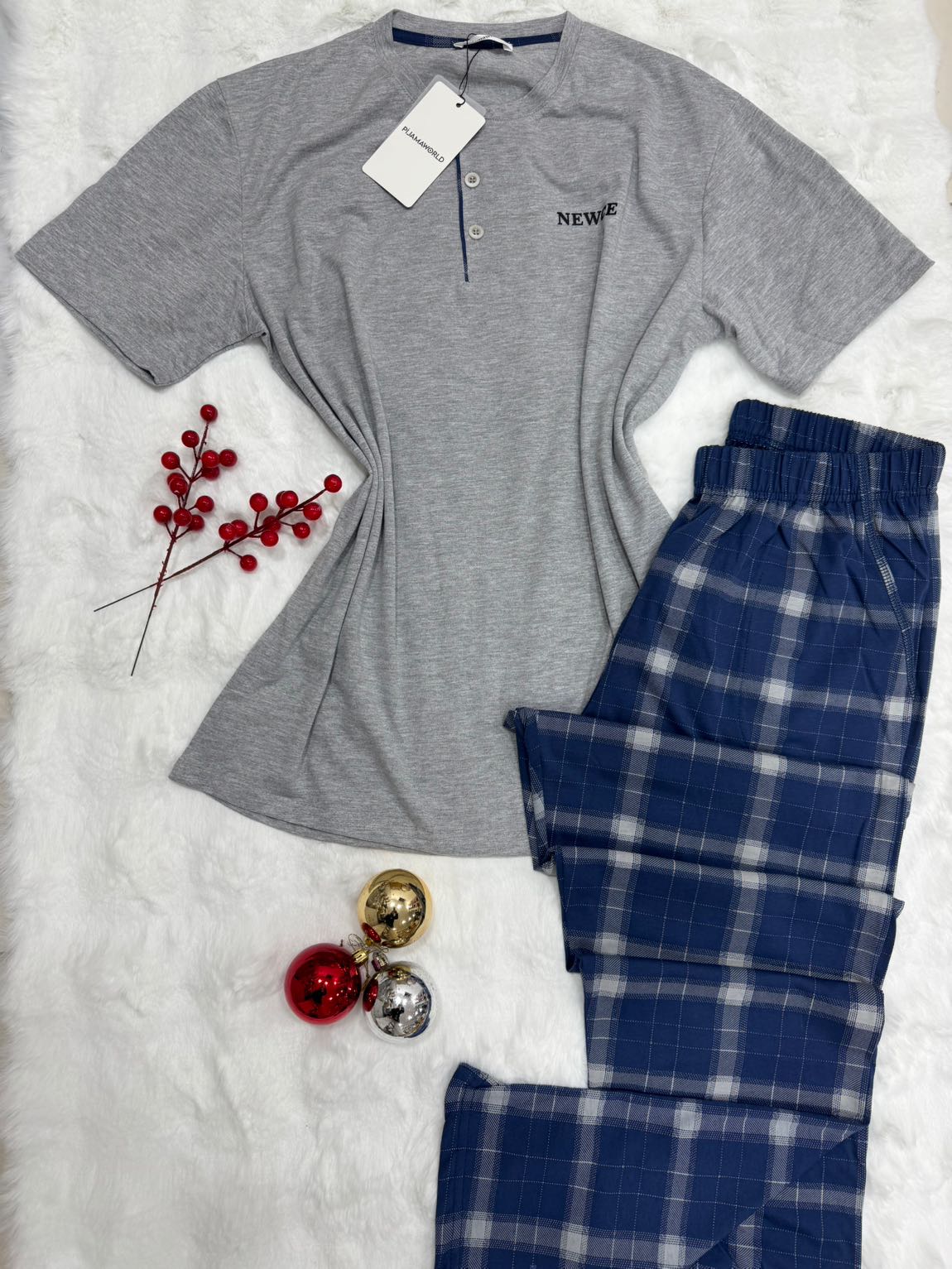 Pyjama Homme Col Boutonné Pantalon