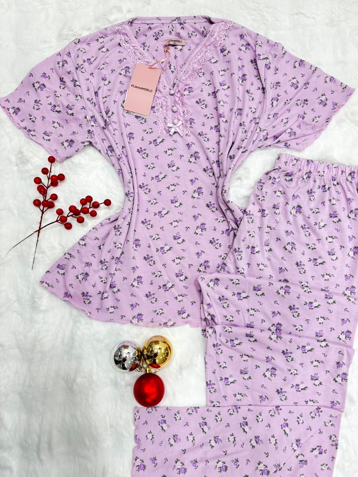 Pyjama Femme Dentelle Grande Taille Manches Courtes