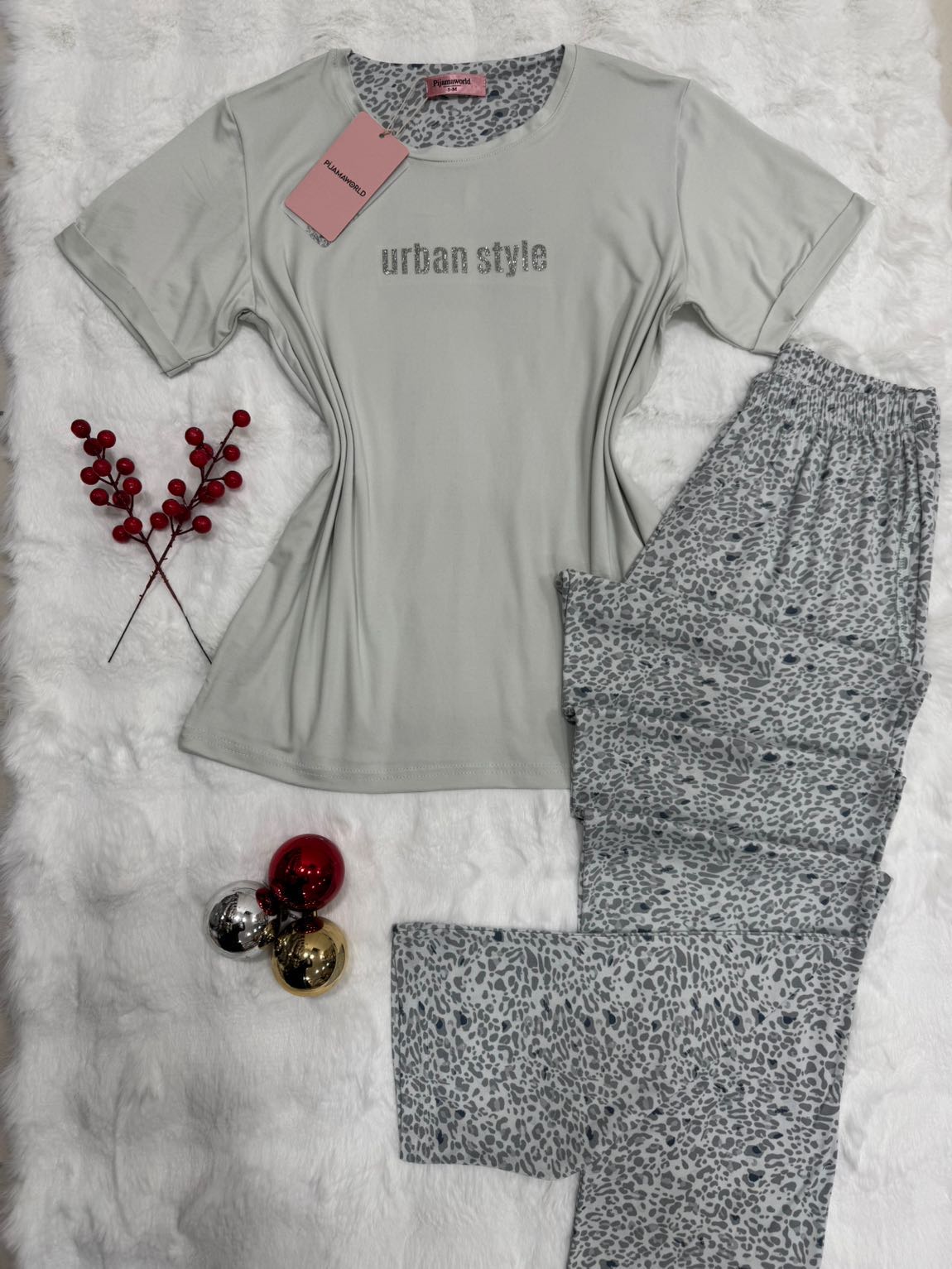 Pyjama Femme T-shirt Manches Courtes Pantalon Long