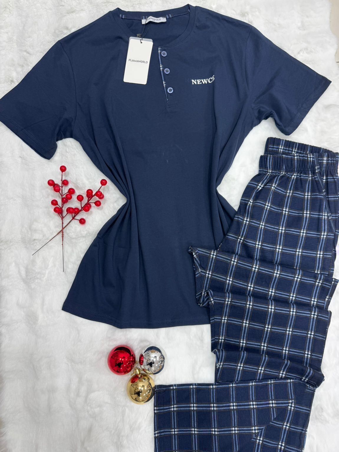 Pyjama Homme Col Boutonné Pantalon