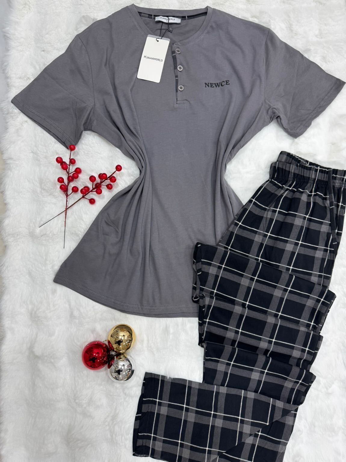Pyjama Homme Col Boutonné Pantalon