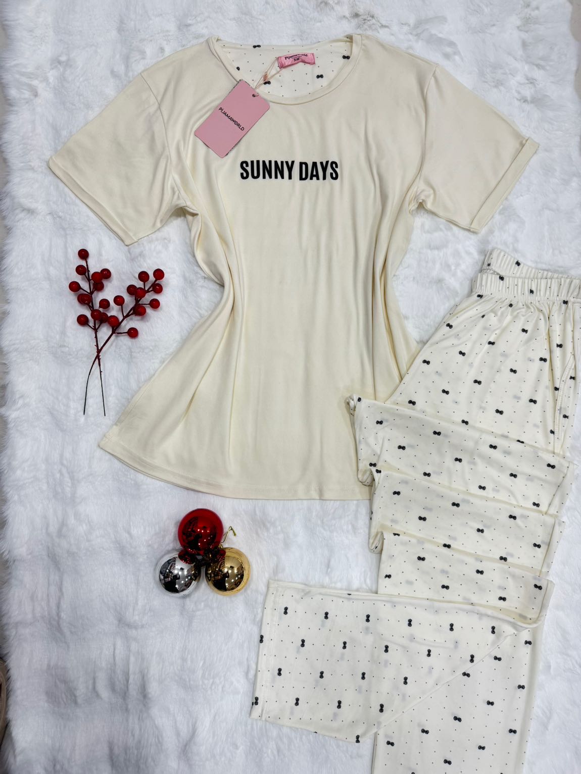 Pyjama Femme T-shirt Manches Courtes Pantalon Long
