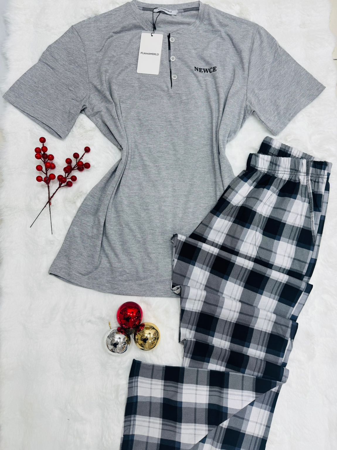 Pyjama Homme Col Boutonné Pantalon